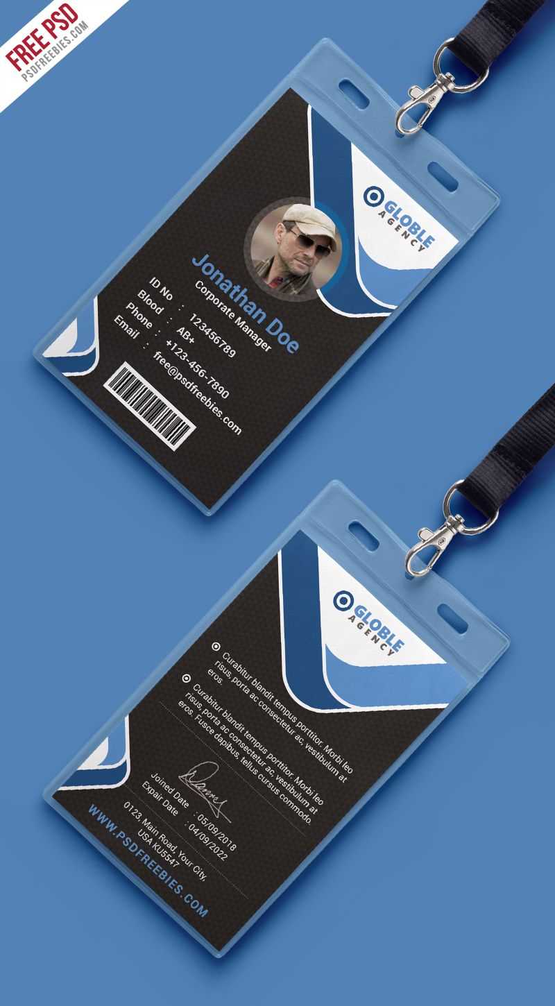 Multipurpose Dark Office Id Card Free Psd Template | Id Card Within Id Card Design Template Psd Free Download