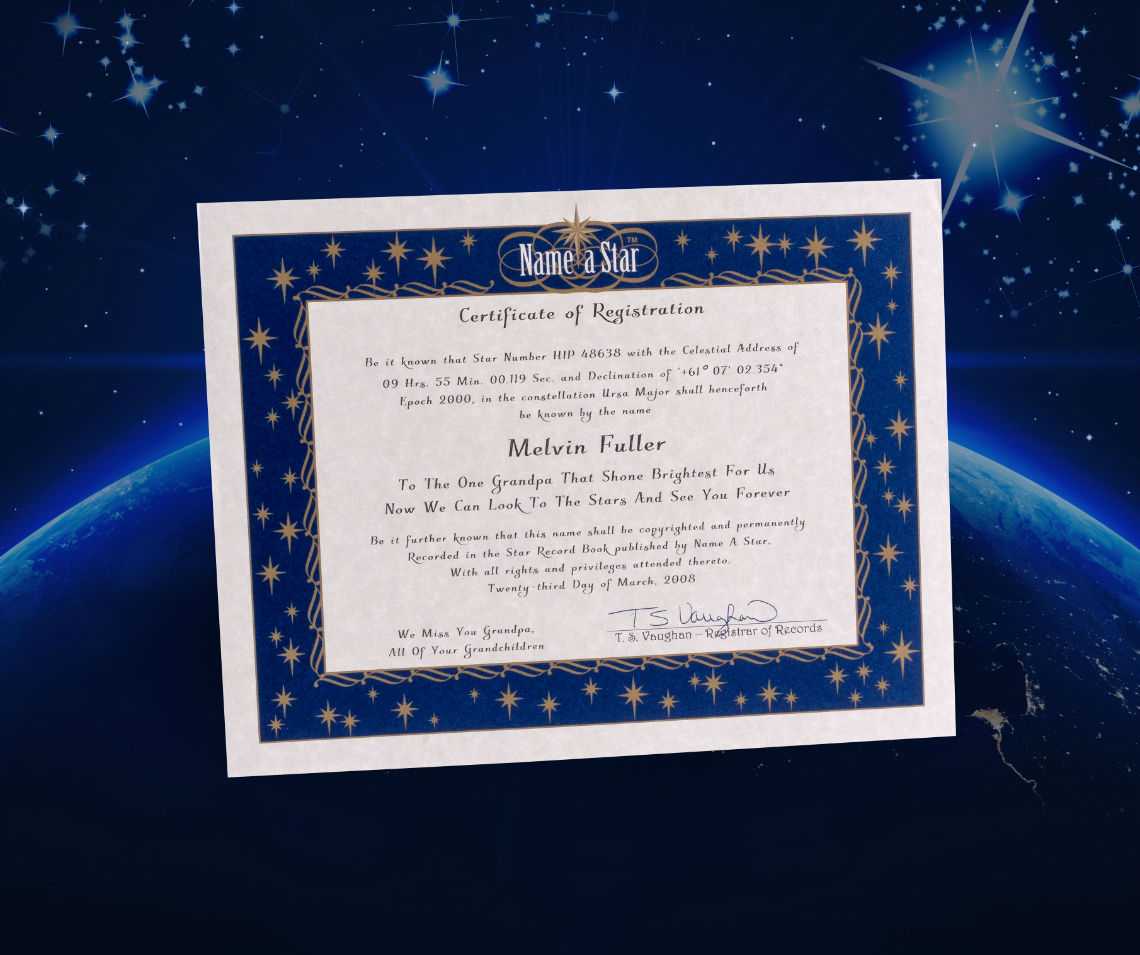 Name A Star Instant Certificate – Buy And Name A Star | Name For Star Naming Certificate Template