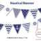 Nautical Banner, Printable Banner, Nautical, Diy Party, Navy Within Nautical Banner Template