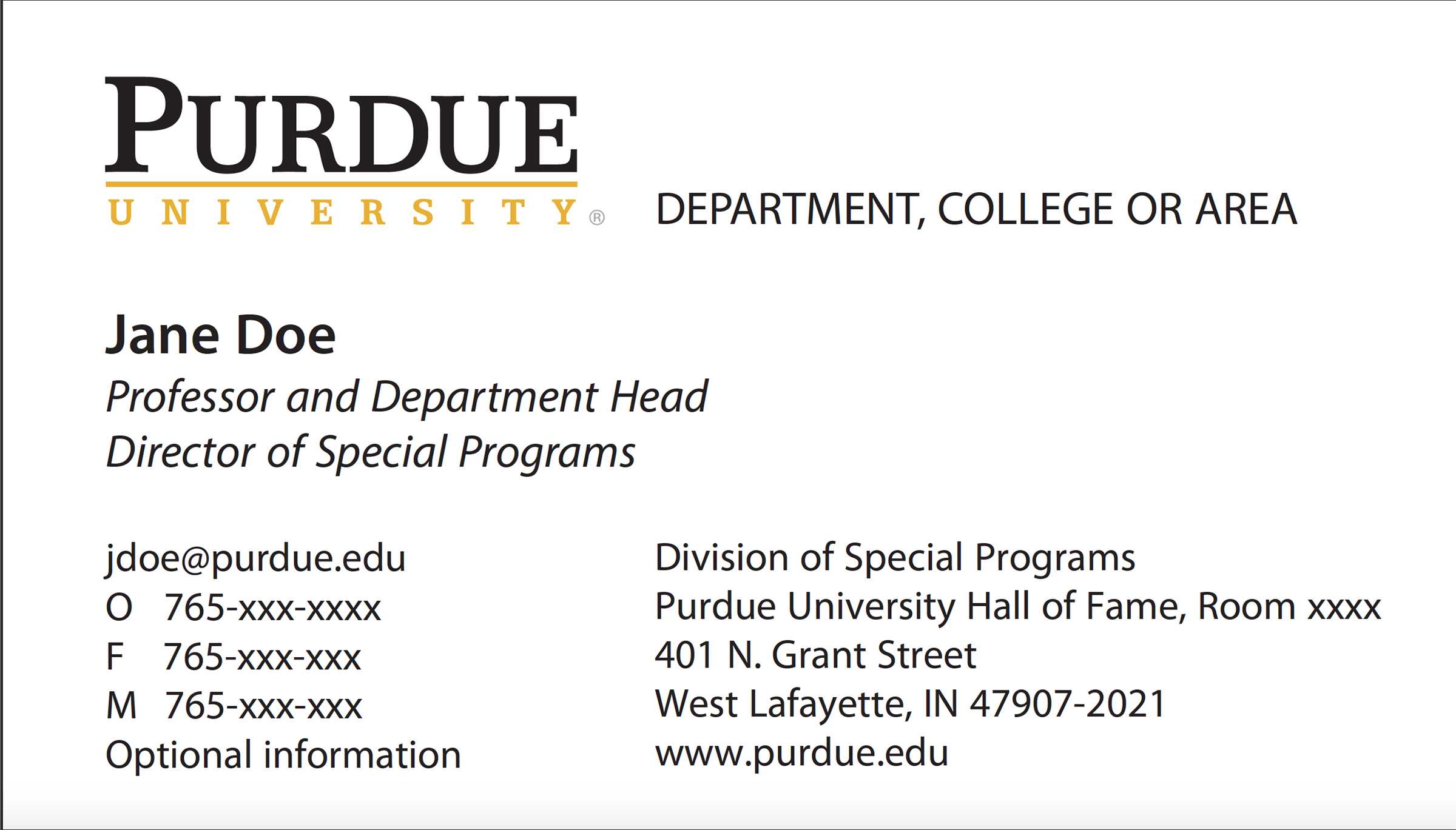 New Business Card Template Now Online - Purdue University News For Student Business Card Template
