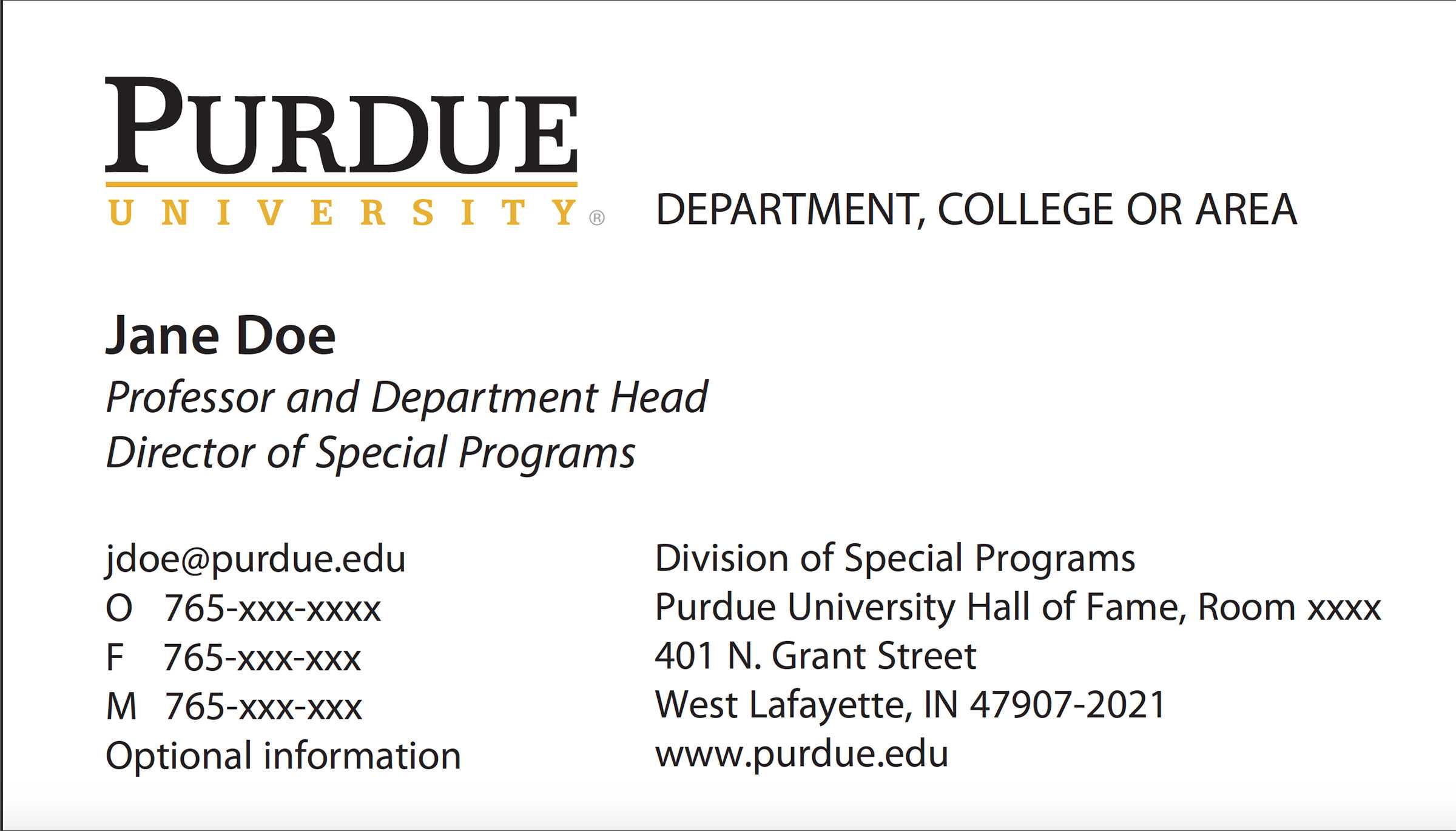 New Business Card Template Now Online – Purdue University News For Student Business Card Template