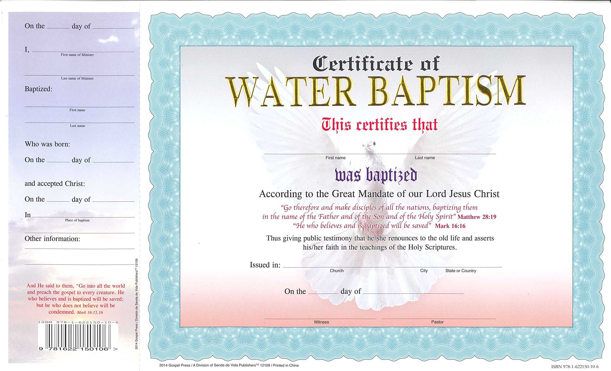 Nice Baptism Certificate Pictures Premium Free Printable Throughout Christian Baptism Certificate Template
