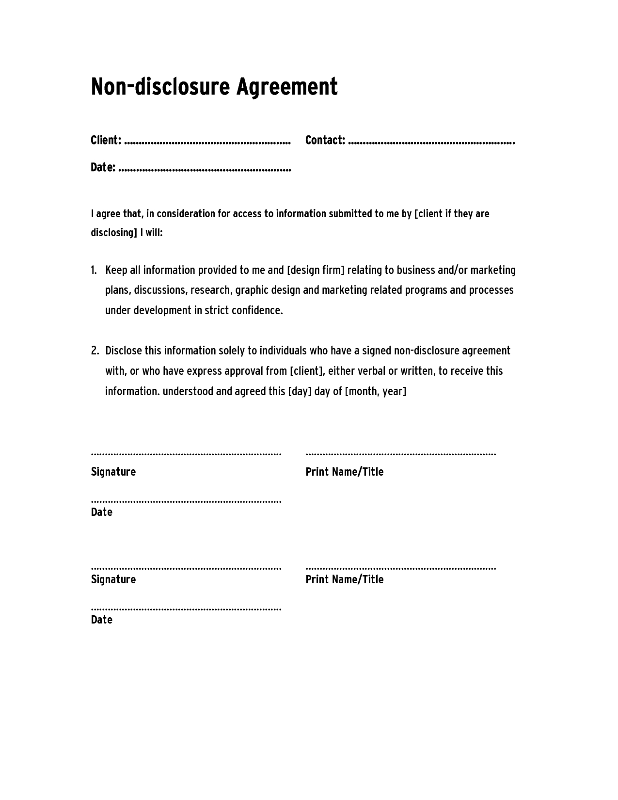 Non Disclosure Agreement Template ,confidentiality Agreement Throughout Nda Template Word Document