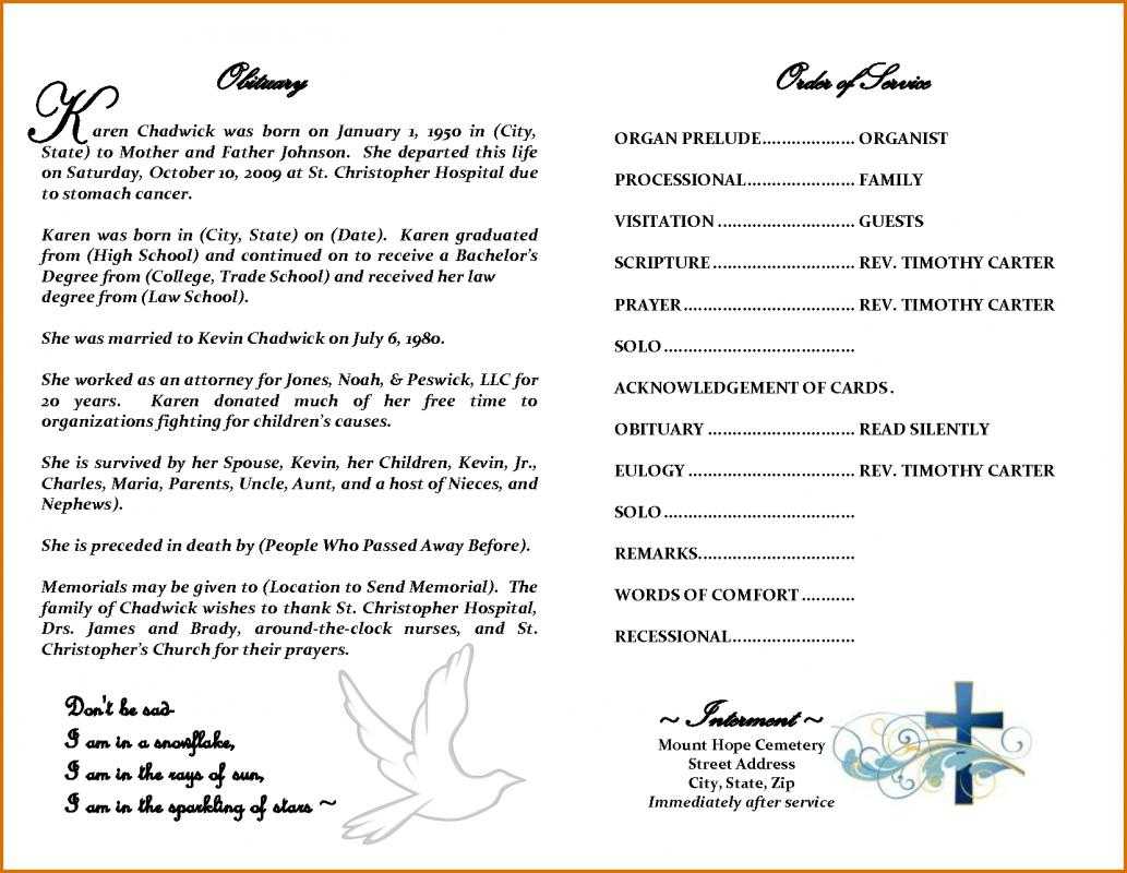 Obituary Template Free | Template Business Inside Obituary Template Word Document