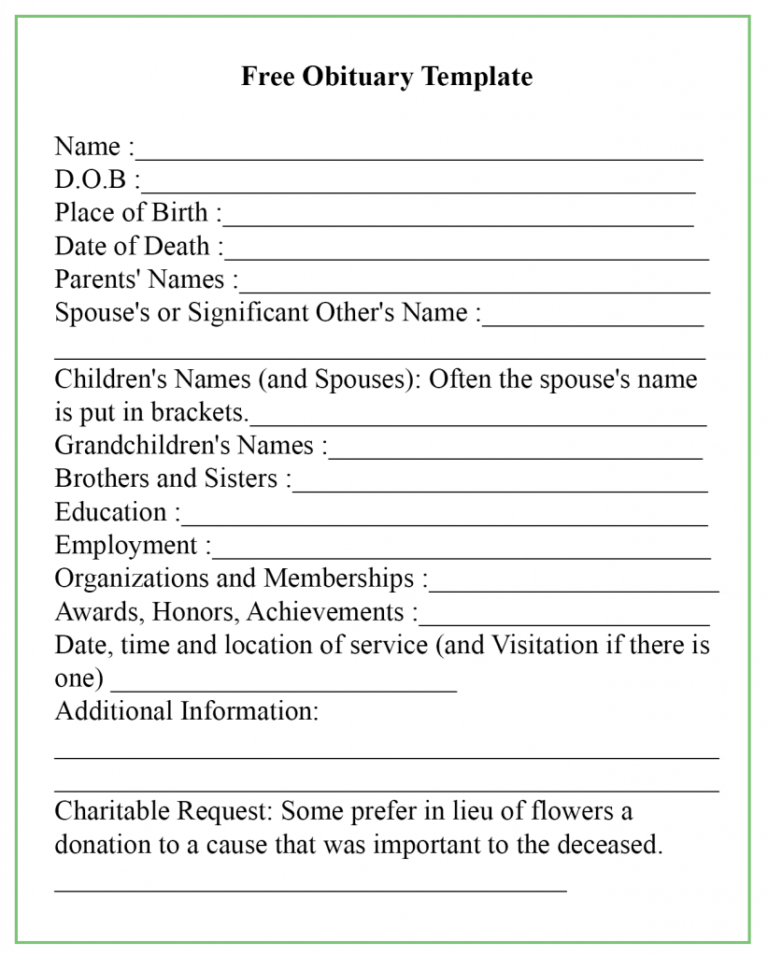 obituary sample templates