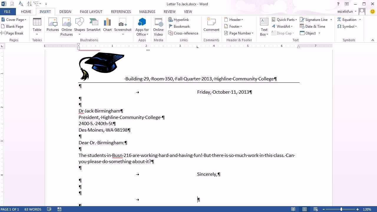 Office 2013 Class #15: Word 2013: Letterhead, Save As Template, Business  Letter Regarding Microsoft Word Business Letter Template