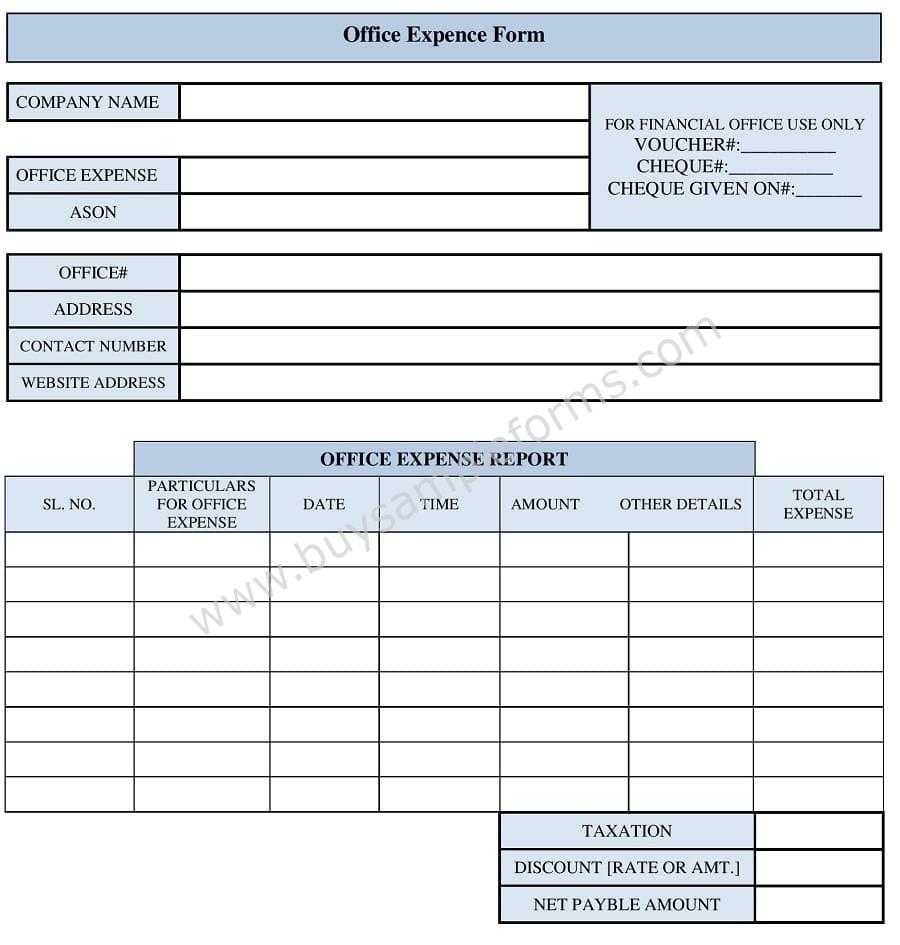 Office Expenses Form Template | Expense Form Template For Reimbursement Form Template Word