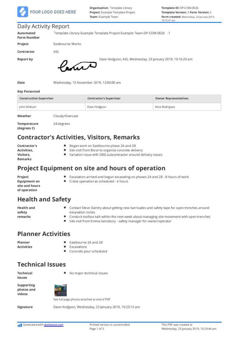 Operations Manager Report Template