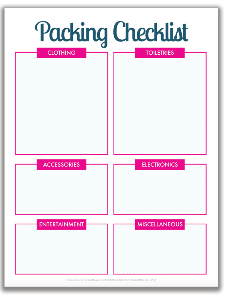 Organized Travel: A Free Printable Packing List For Your In Blank Packing List Template