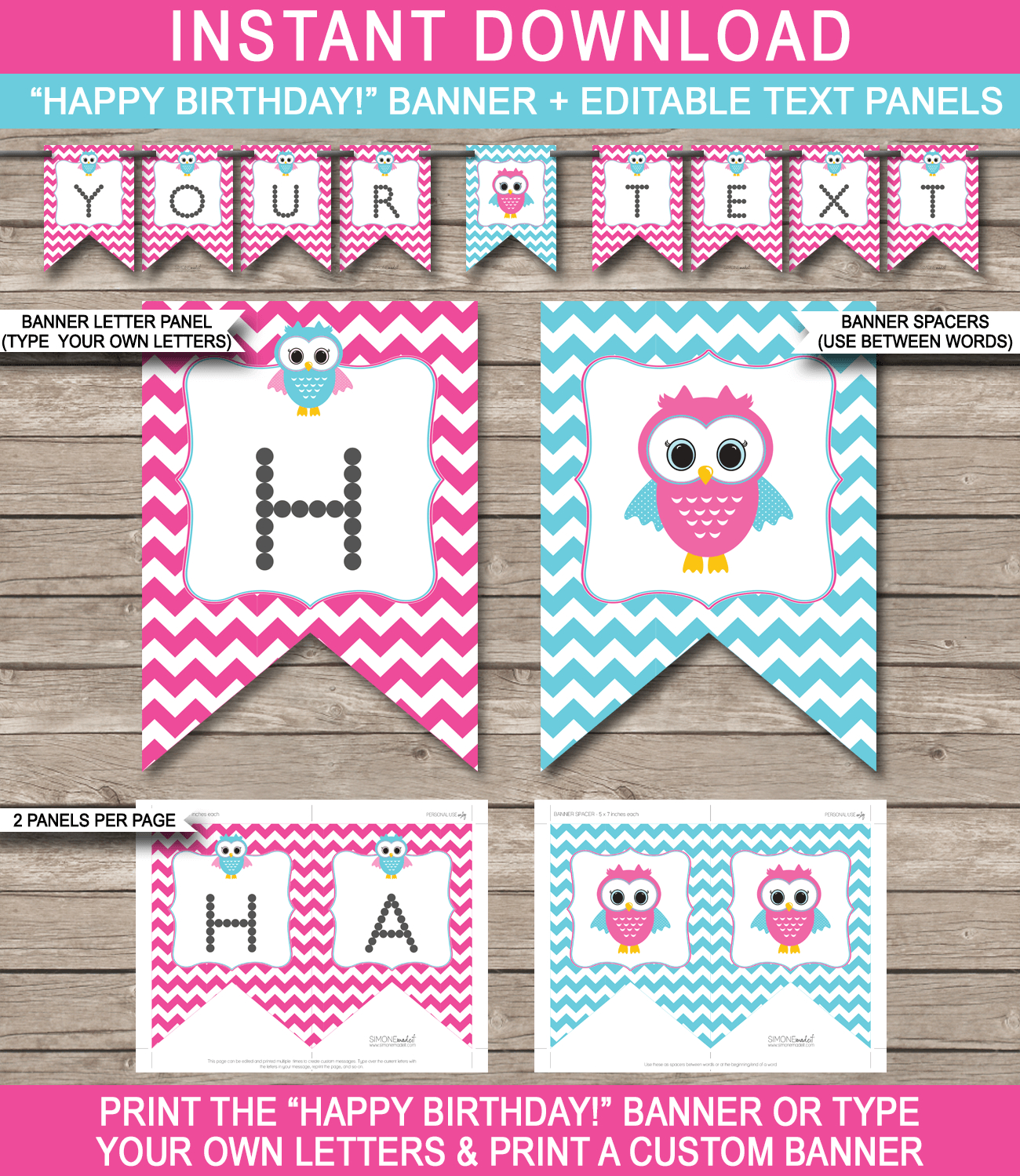 Owl Party Banner Template – Pink In Diy Party Banner Template