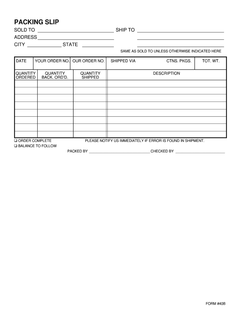 Packing Slip – Fill Online, Printable, Fillable, Blank With Regard To Blank Packing List Template