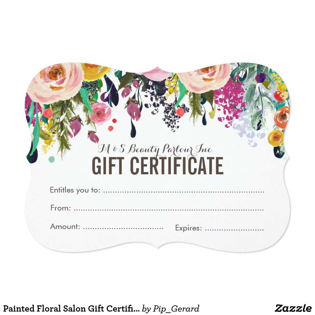 Painted Floral Salon Gift Certificate Template | Zazzle With Regard To Salon Gift Certificate Template