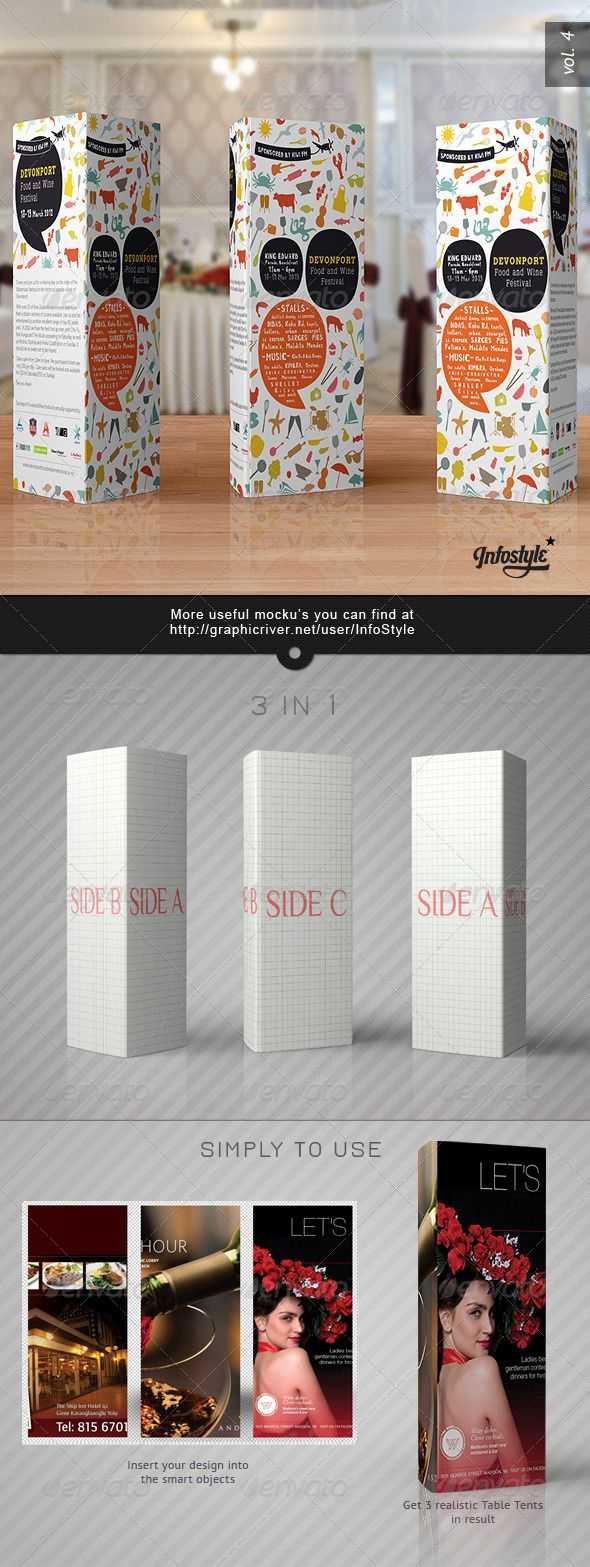 Paper Tri Fold Table Tent Mock Up Template Vol.6 | Product Within Tri Fold Tent Card Template