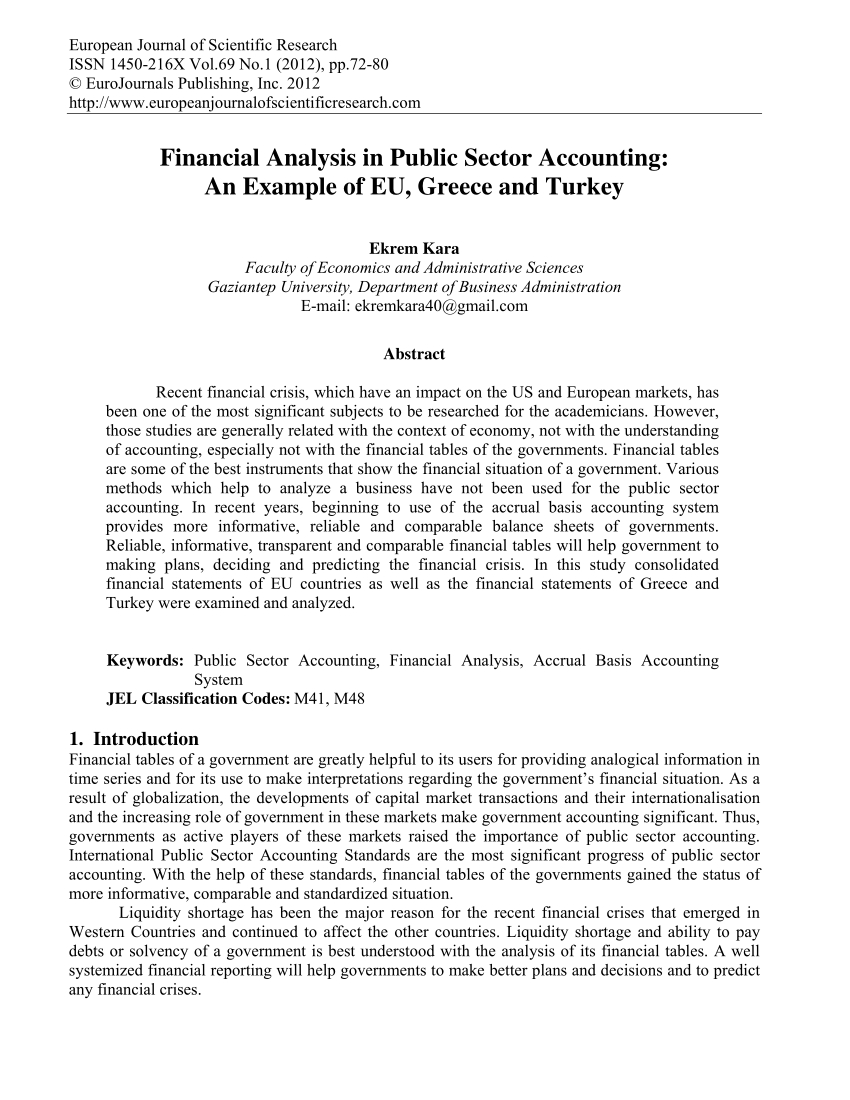 Pdf) Financial Analysis In Public Sector Accounting: An Throughout Credit Analysis Report Template