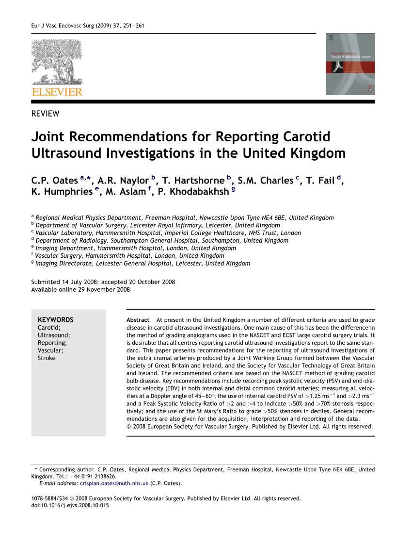 Pdf) Joint Recommendations For Reporting Carotid Ultrasound With Carotid Ultrasound Report Template