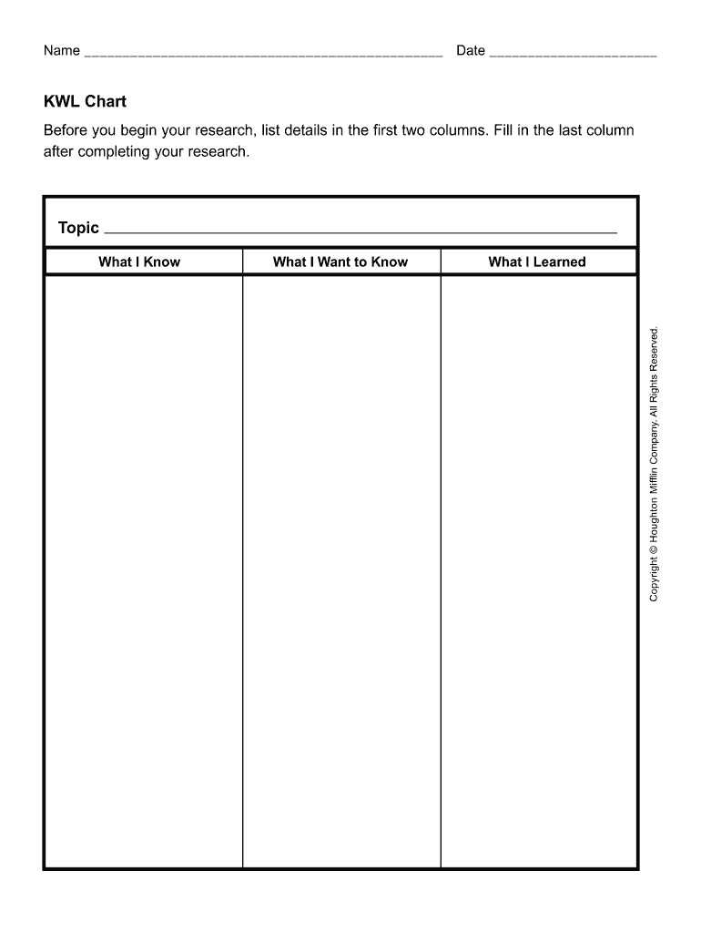 Pdf Kwl Chart – Fill Online, Printable, Fillable, Blank For Kwl Chart Template Word Document