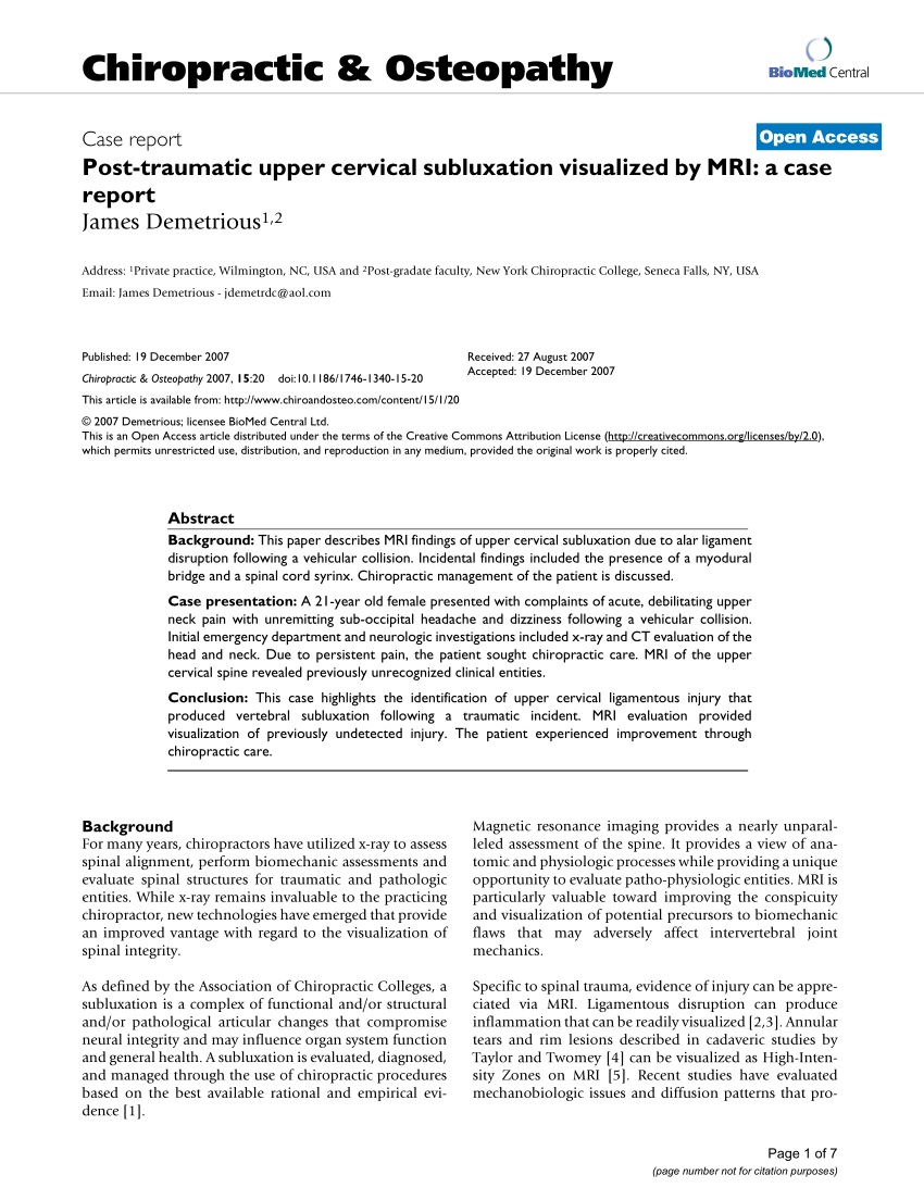 Pdf) Post Traumatic Upper Cervical Subluxation Visualized With Regard To Chiropractic X Ray Report Template