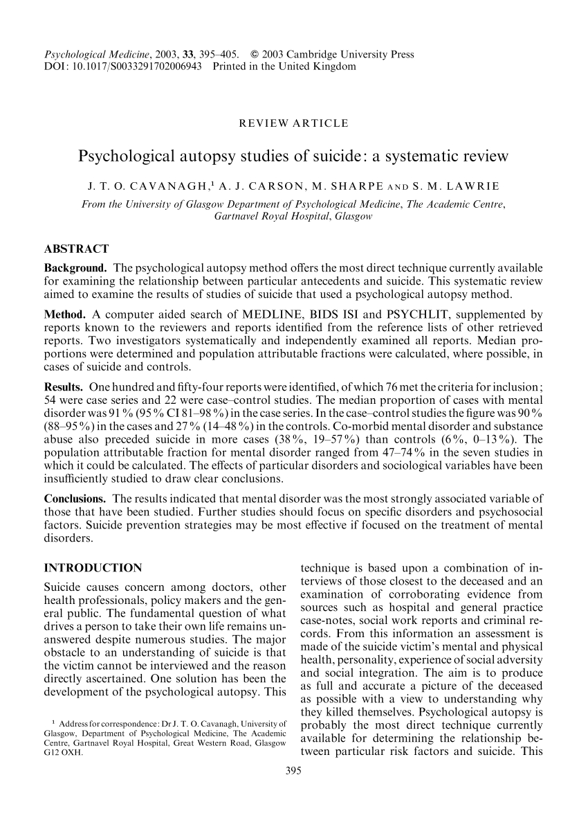 Pdf) Psychological Autopsy Studies Of Suicide: A Systematic Intended For Coroner's Report Template