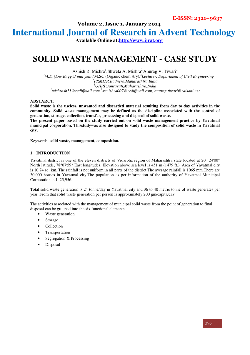 Pdf) Solid Waste Management  Case Study Inside Waste Management Report Template