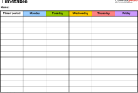Pdf Timetable Template 2: Landscape Format, A4, 1 Page with regard to Blank Revision Timetable Template