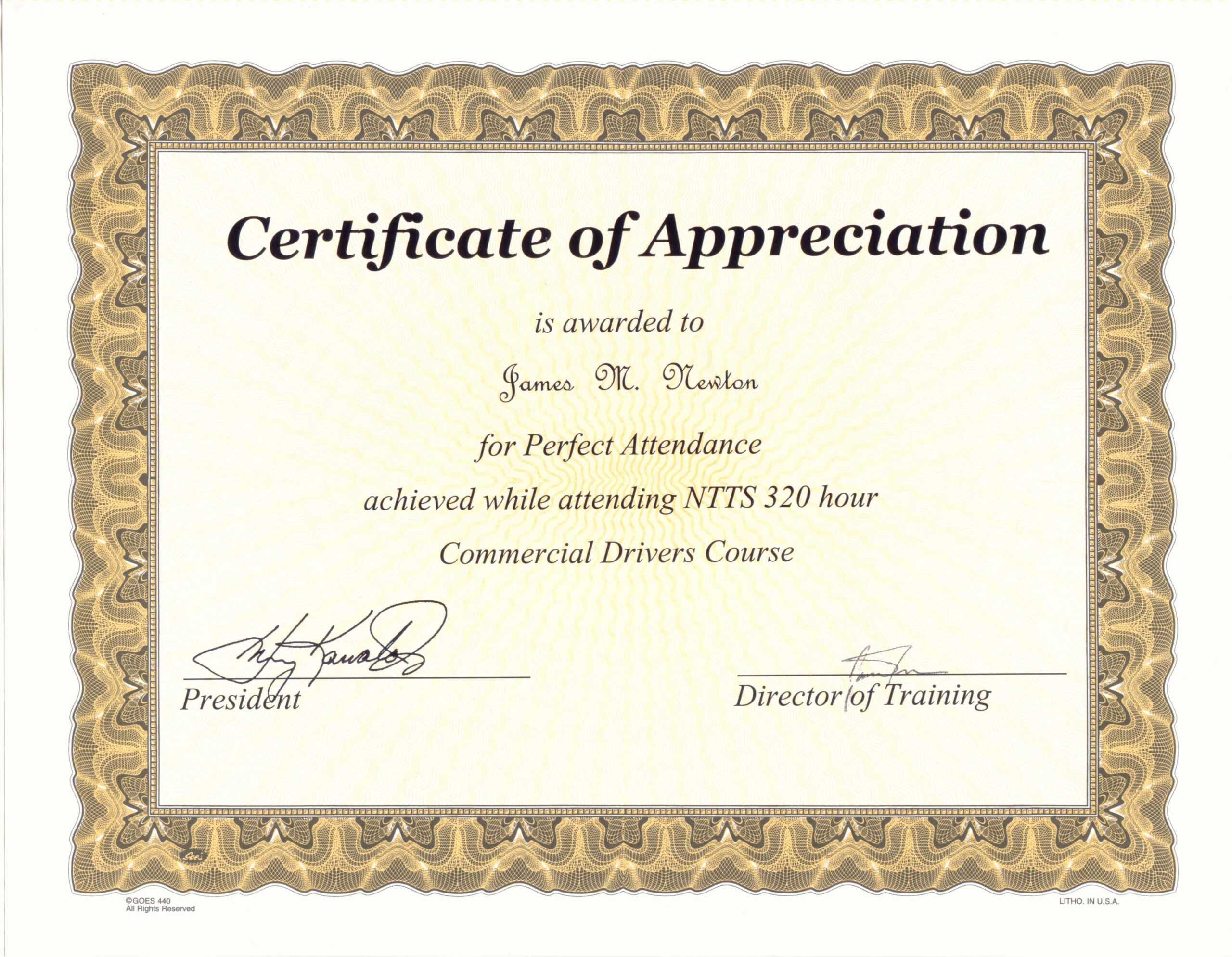 Perfect Attendance Award Certificate Template With Life Saving Award Certificate Template