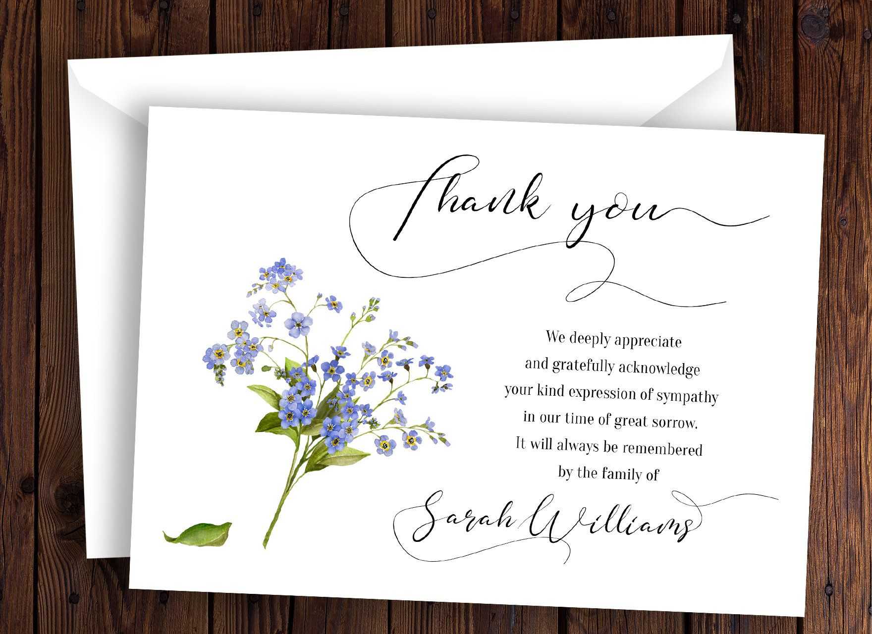 Personalized Funeral Thank You Card Sympathy Thank You Card Within Sympathy Thank You Card Template