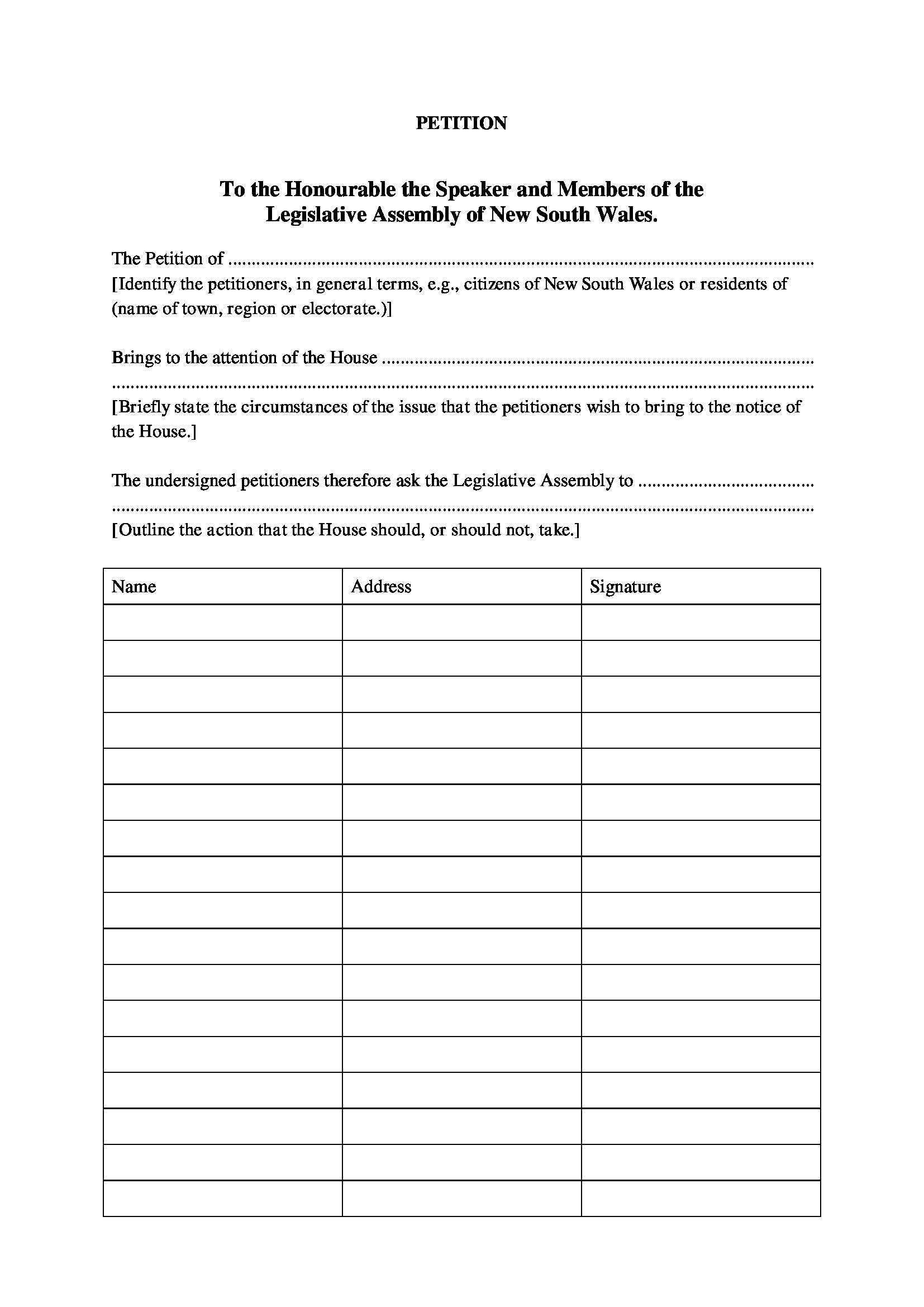 Petition Form – Magdalene Project Intended For Blank Petition Template