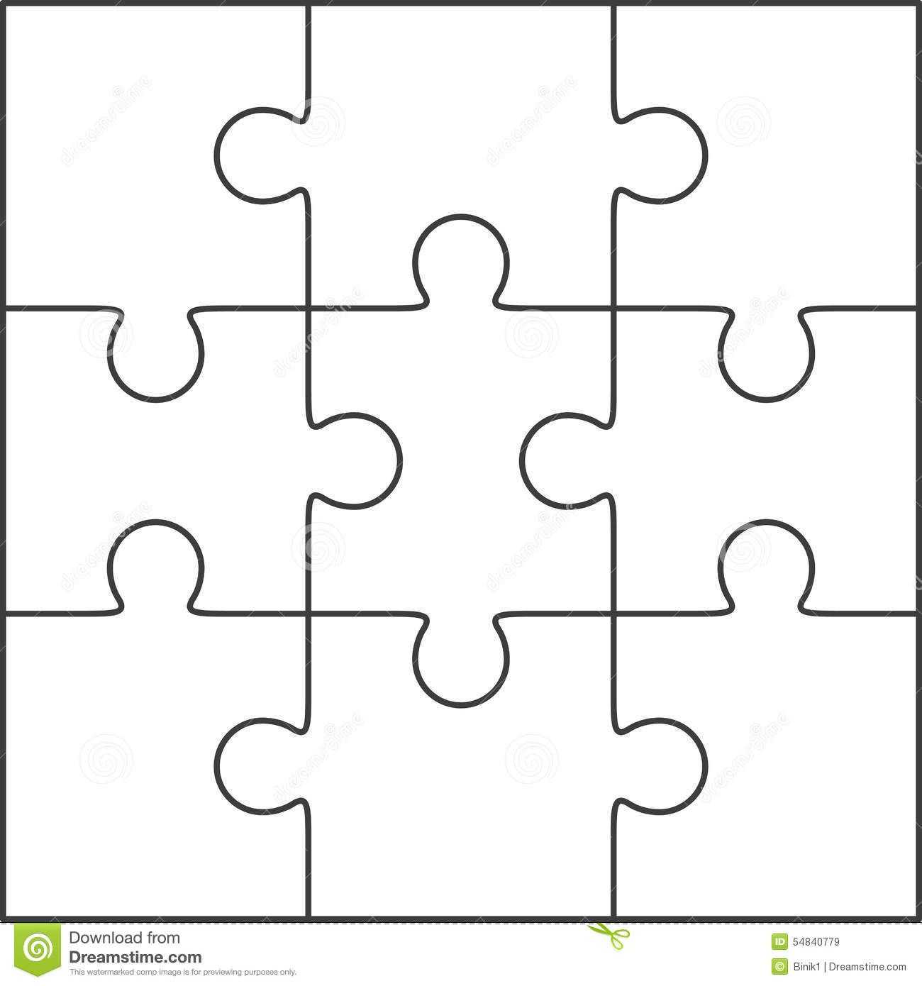 Photo About Jigsaw Puzzle , Blank Simple Template 3X3 With Regard To Blank Jigsaw Piece Template