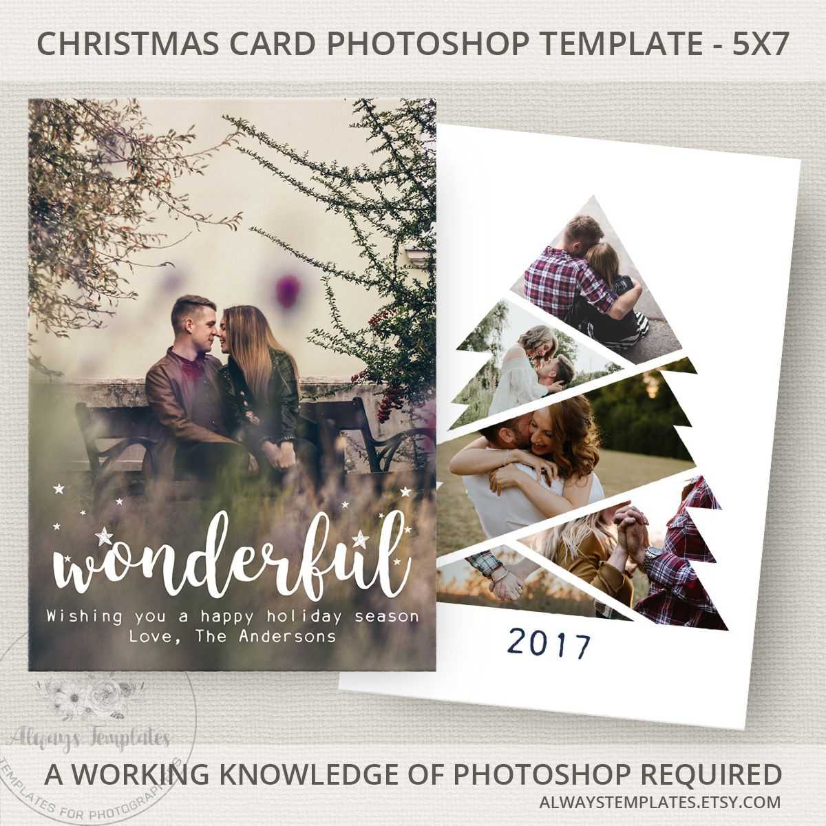 Photo Christmas Card Template, Christmas Tree Card Template For Holiday Card Templates For Photographers