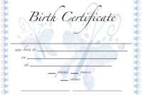 Pics For Birth Certificate Template For School Project with Birth Certificate Templates For Word