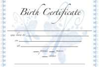 Pics For Birth Certificate Template For School Project with regard to Fake Birth Certificate Template