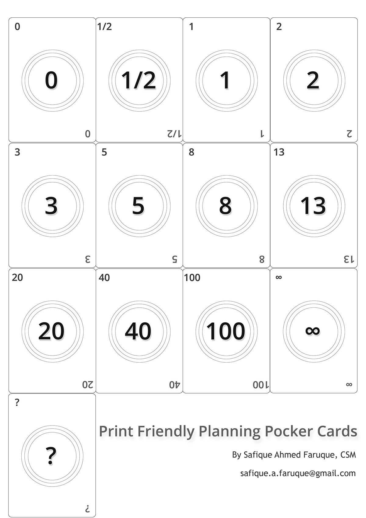 Picture: Agile Planning Poker Cards. Black And White Print Within Planning Poker Cards Template