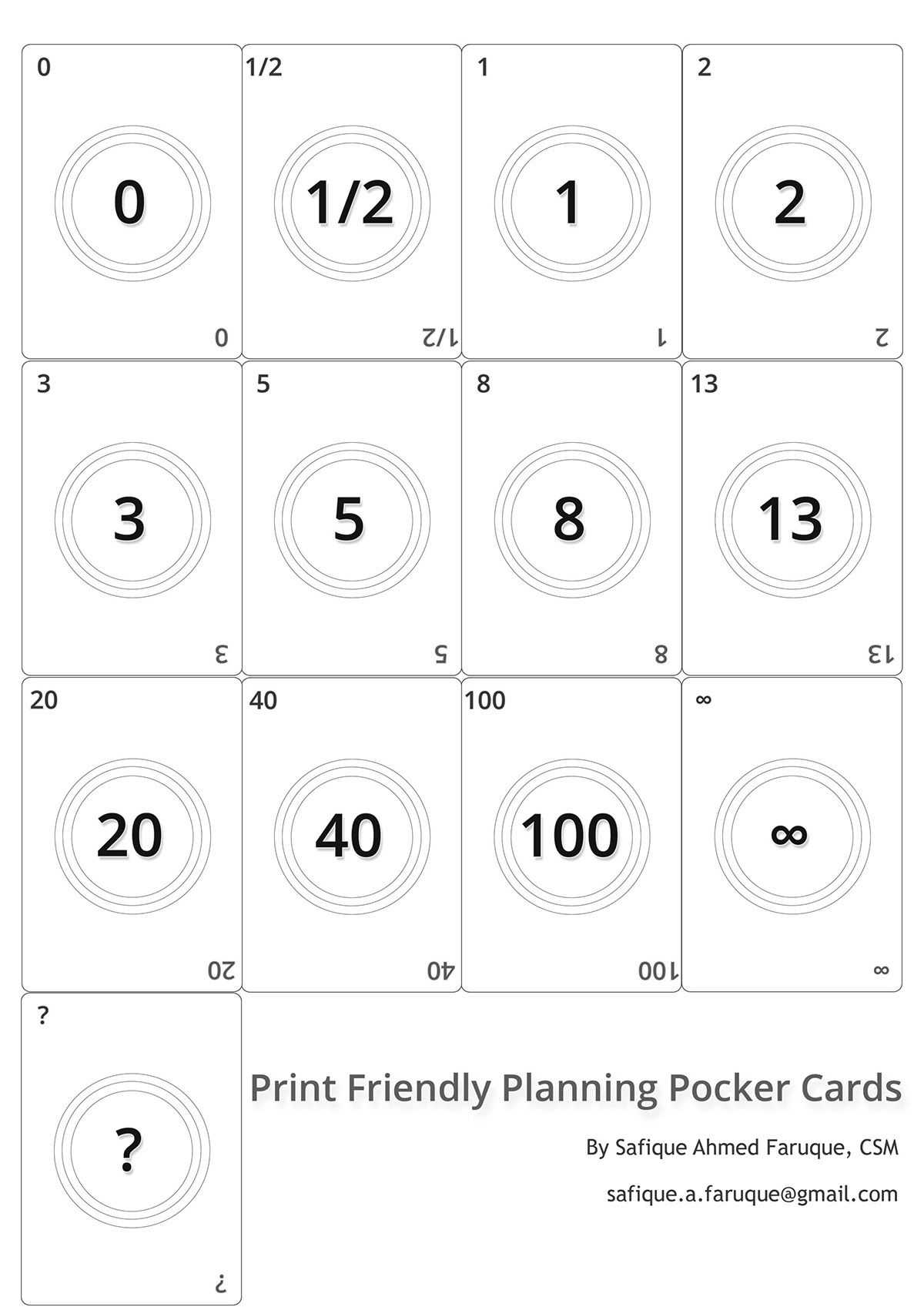 Picture Agile Planning Poker Cards Black And White Print Within 