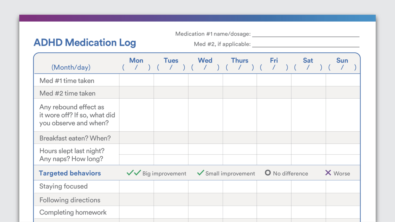Pin On Add adhd Intended For Daily Report Card Template For Adhd