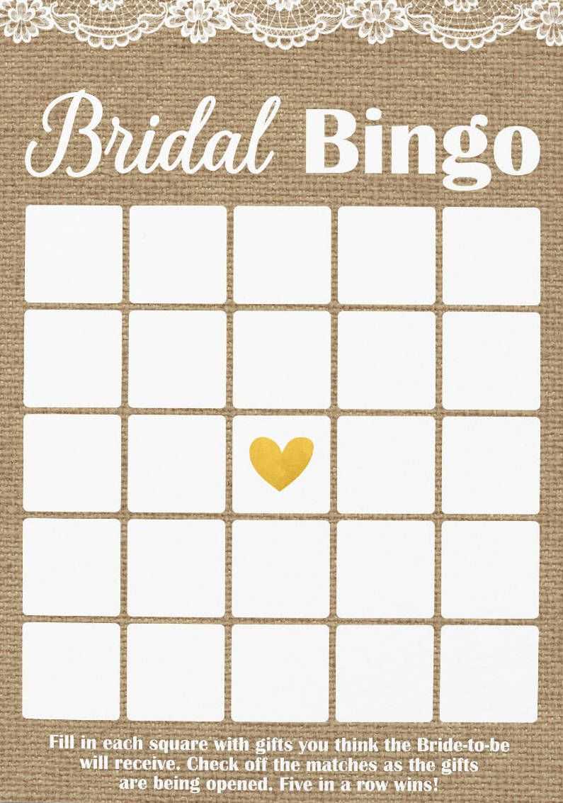 Pin On Bridal Shower With Blank Bridal Shower Bingo Template