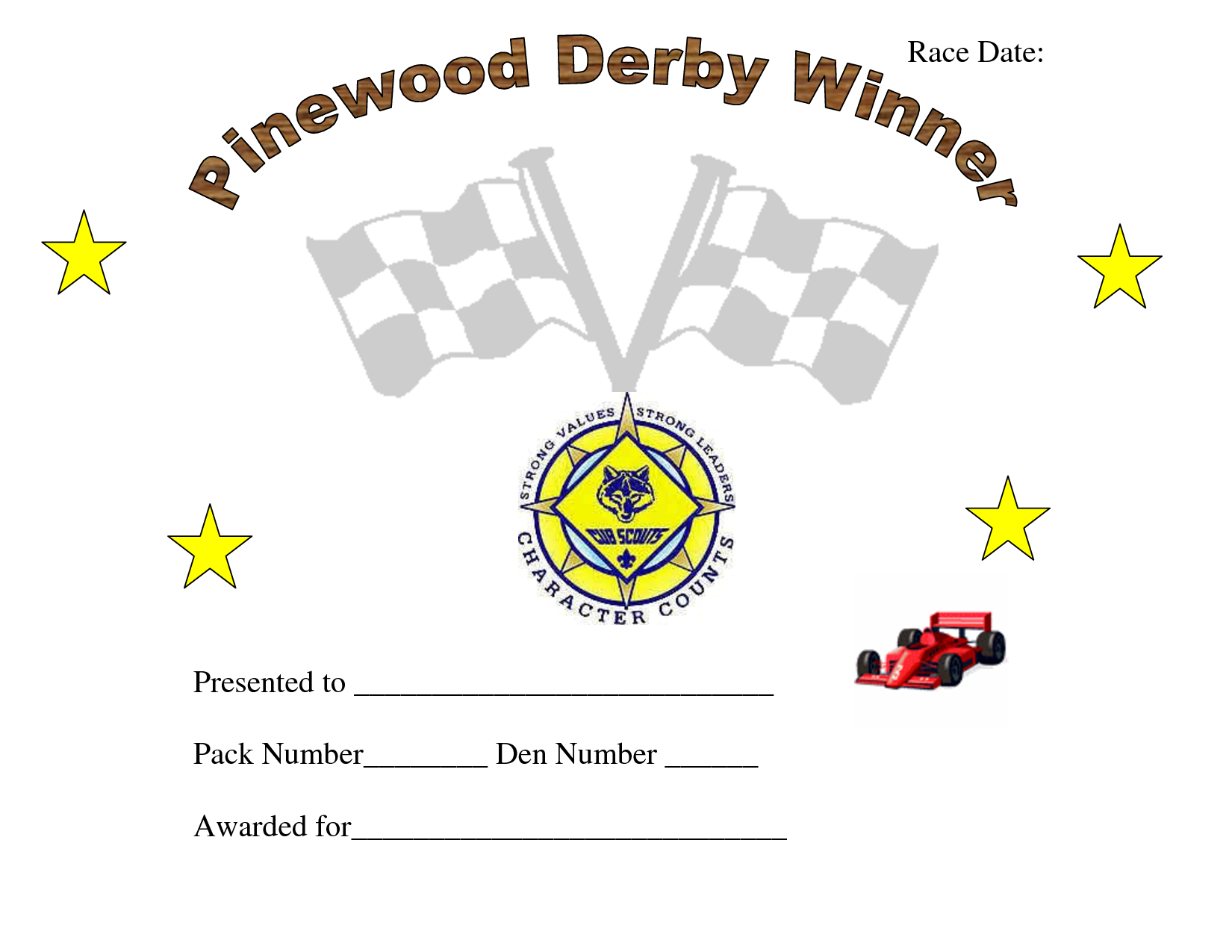 Pin On Cub Scouts In Pinewood Derby Certificate Template