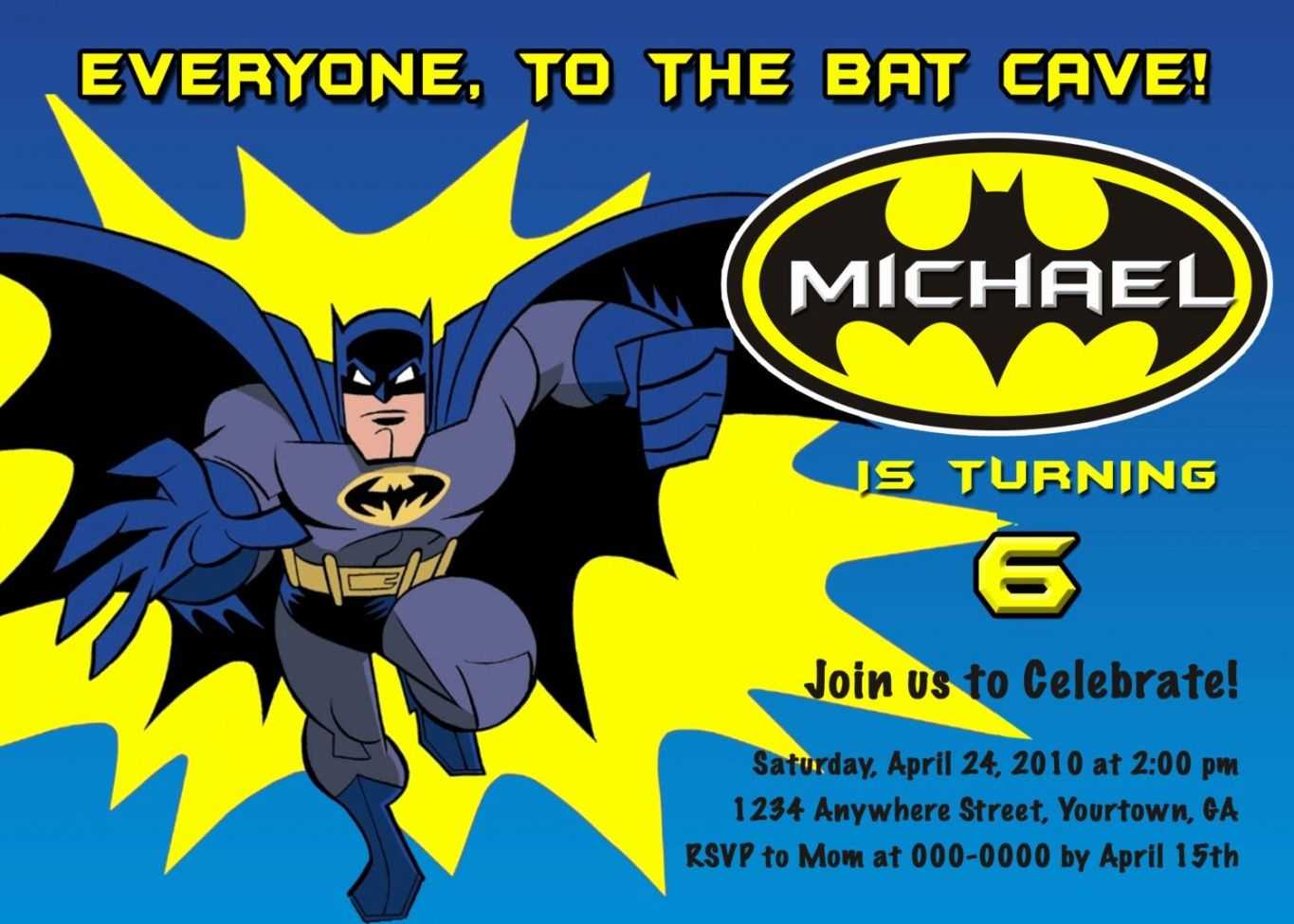 Pinanggunstore On Invitations Ideaspirelabladedesign Within Batman Birthday Card Template