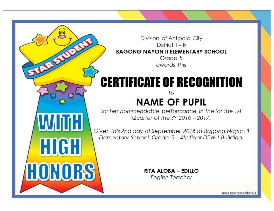 Pinjomareguid On School | Certificate Of Recognition Inside School Certificate Templates Free