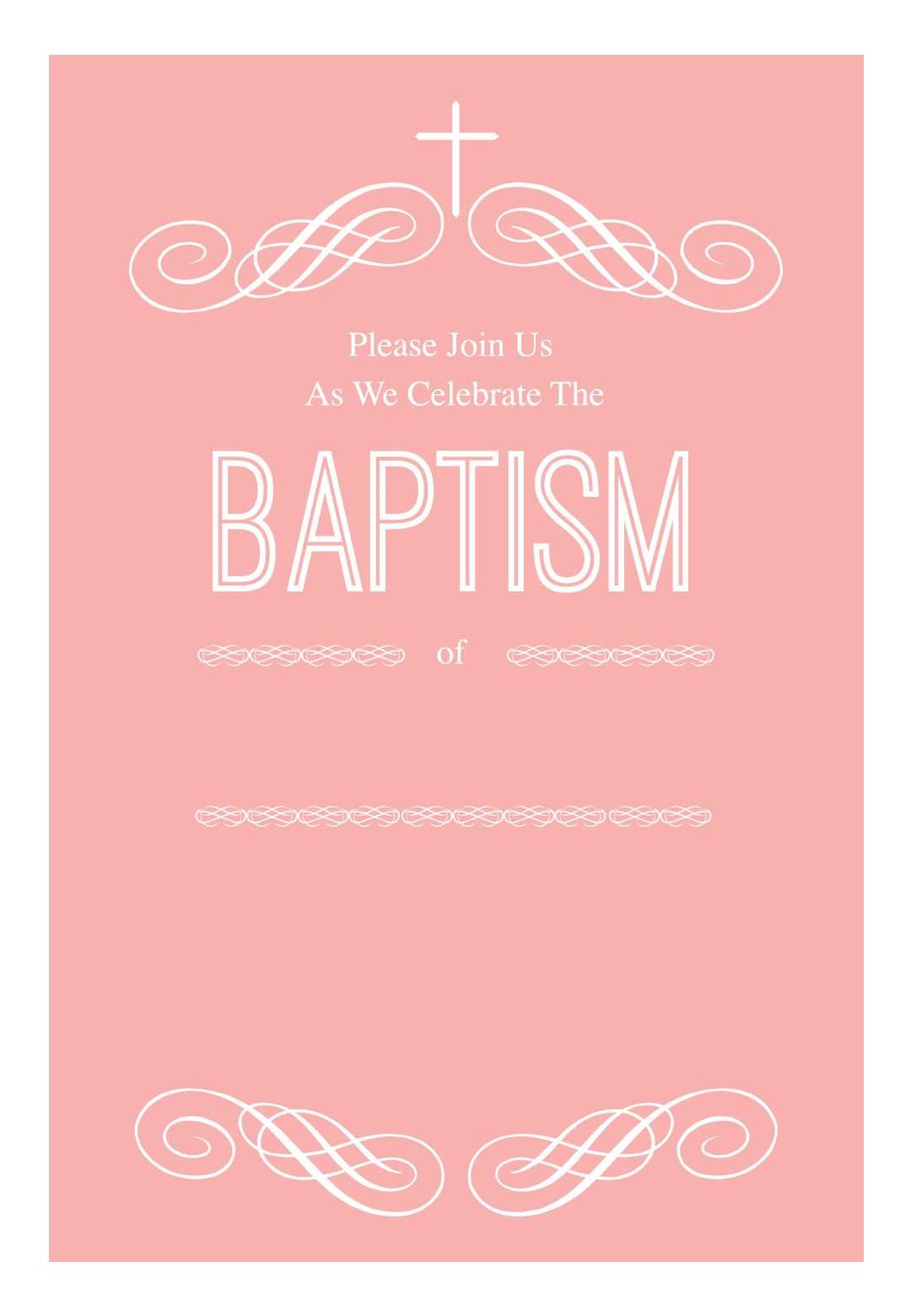 Pink Decorations – Baptism & Christening Invitation Template For Free Christening Invitation Cards Templates