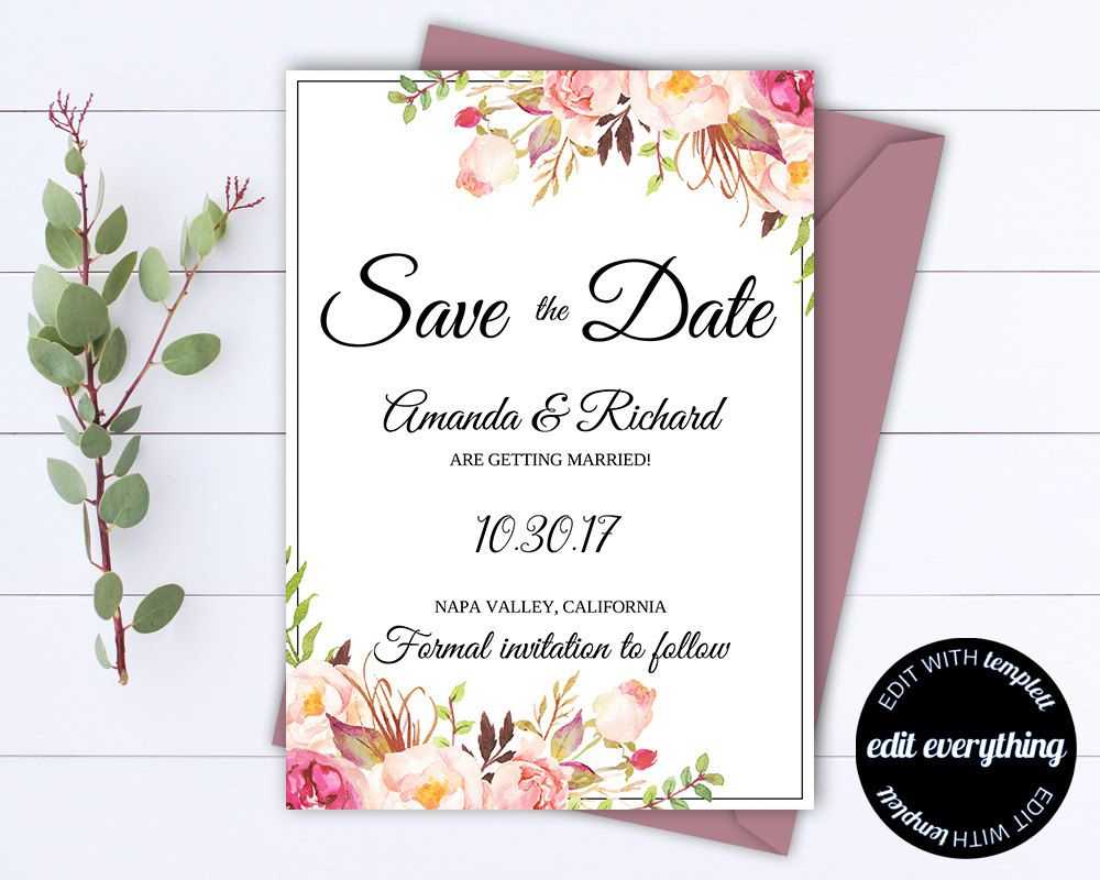 Pink Floral Save The Date Wedding Template Pink Floral Save Pertaining To Save The Date Cards Templates