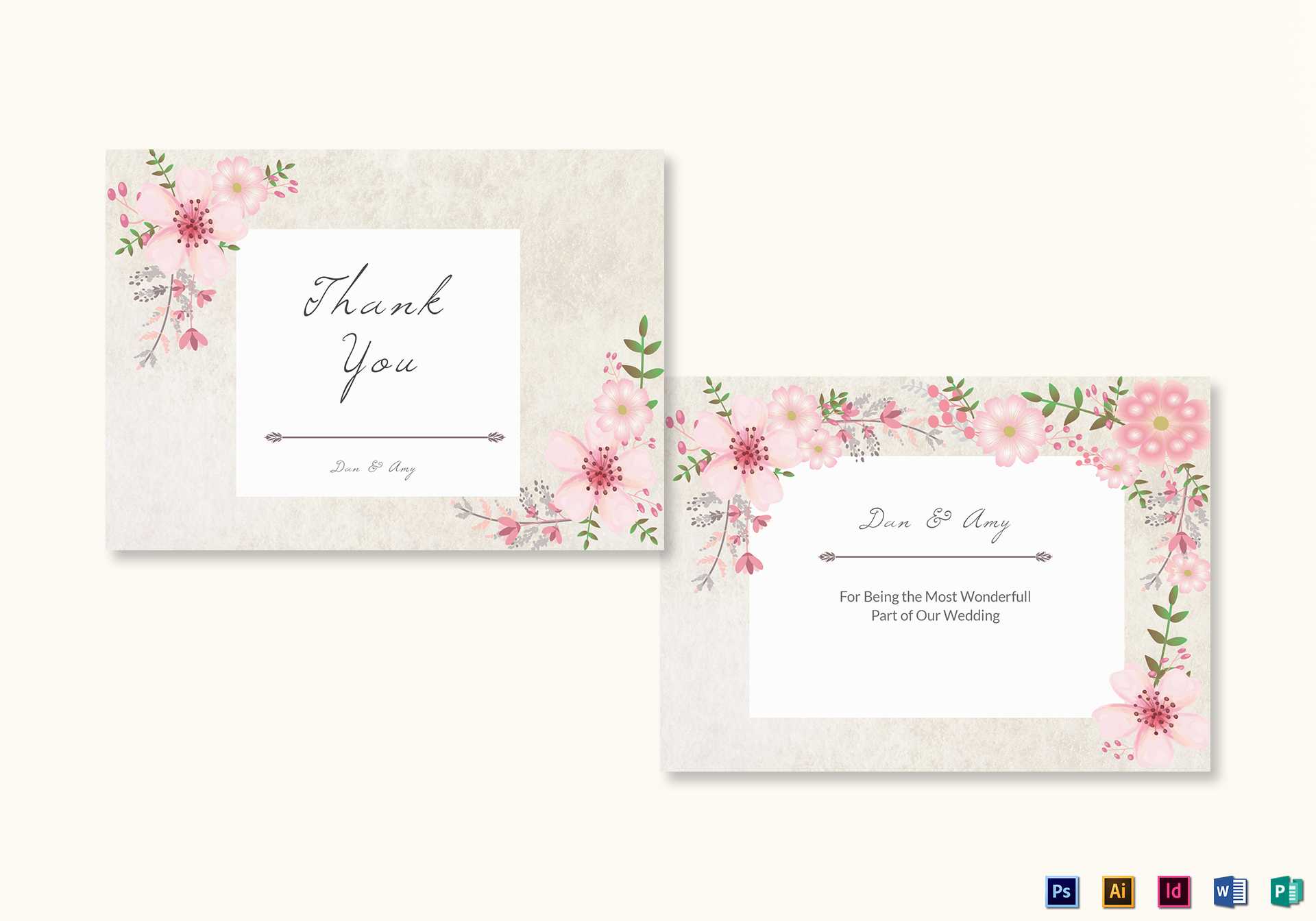 Pink Floral Thank You Card Template Inside Thank You Card Template Word