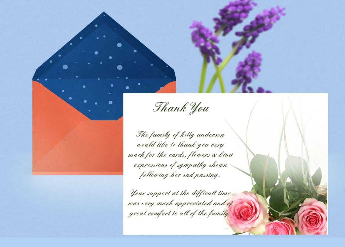 Pink Rose Thank You Card Template In Sympathy Thank You Card Template