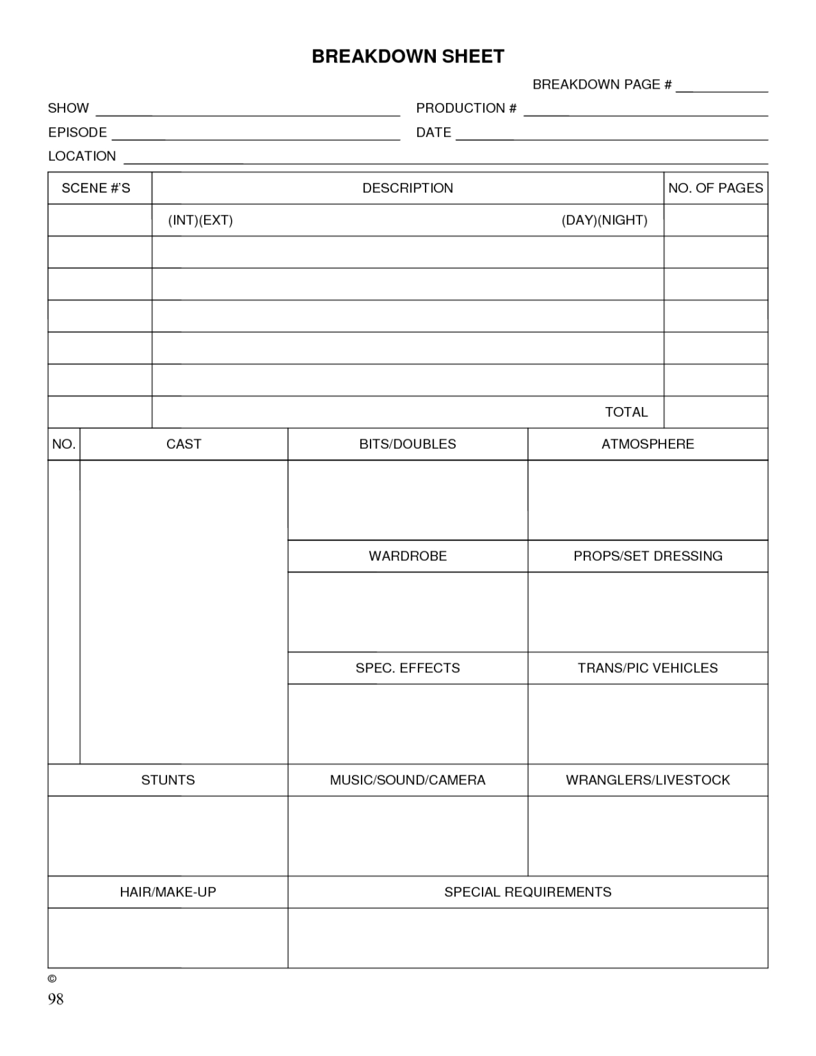 Shooting Script Template Word