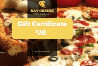 Pizzeria Restaurant Gift Certificate Template | Free with Pizza Gift Certificate Template