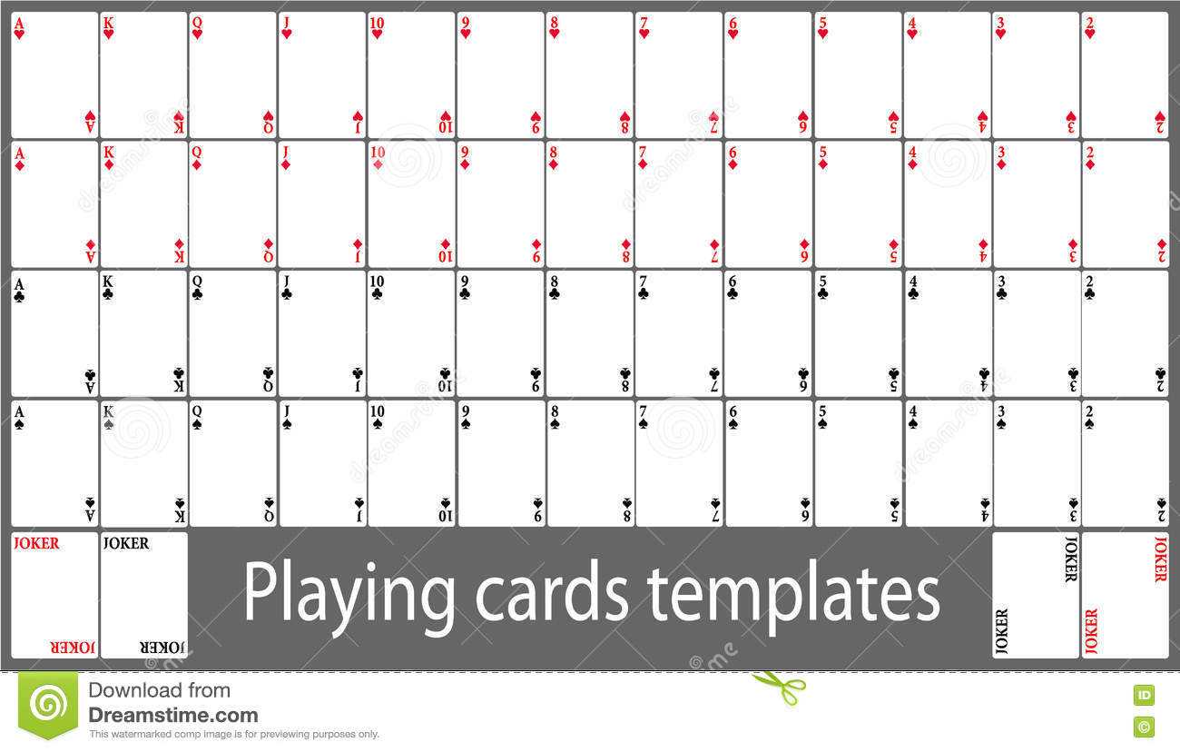 Playing Cards Template Set Stock Vector. Illustration Of Intended For Deck Of Cards Template