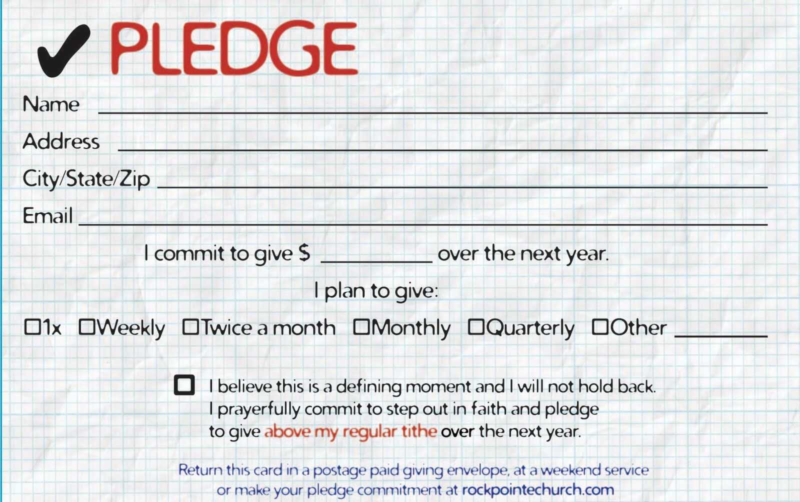 Pledge Cards For Churches | Pledge Card Templates | Card For Church Pledge Card Template