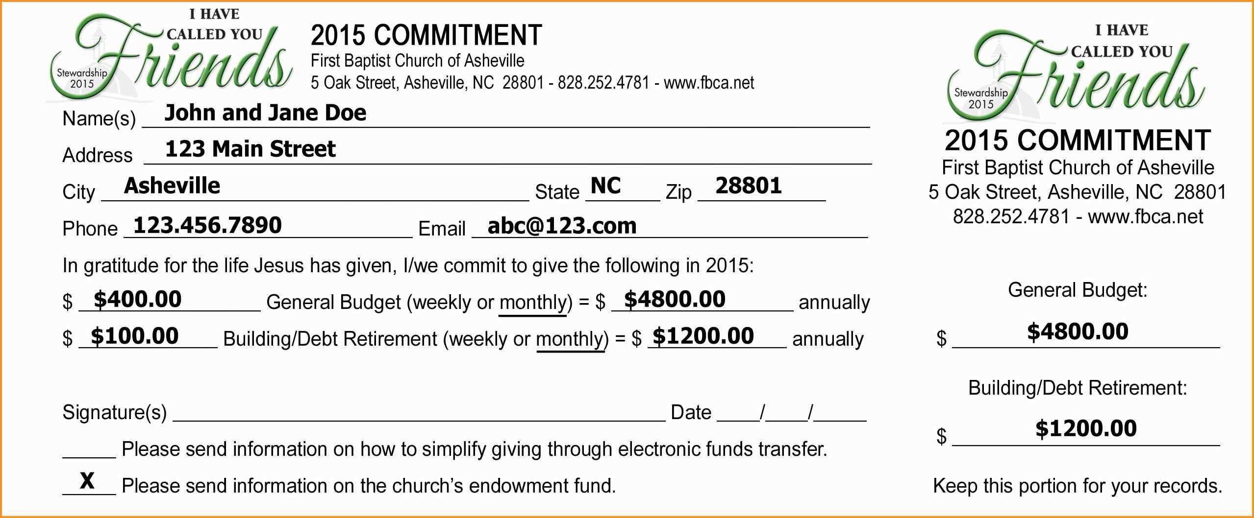 Pledge Cards Template Free Card Donation Excel Templates For Within Church Pledge Card Template