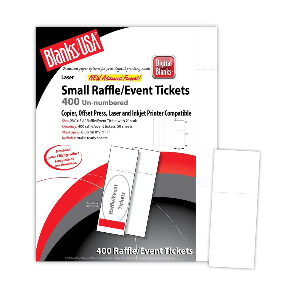 Pm Sku: Ltn805B6Wh) – Raffle Tickets, Unnumbered, White, 2 1 Throughout Blanks Usa Templates