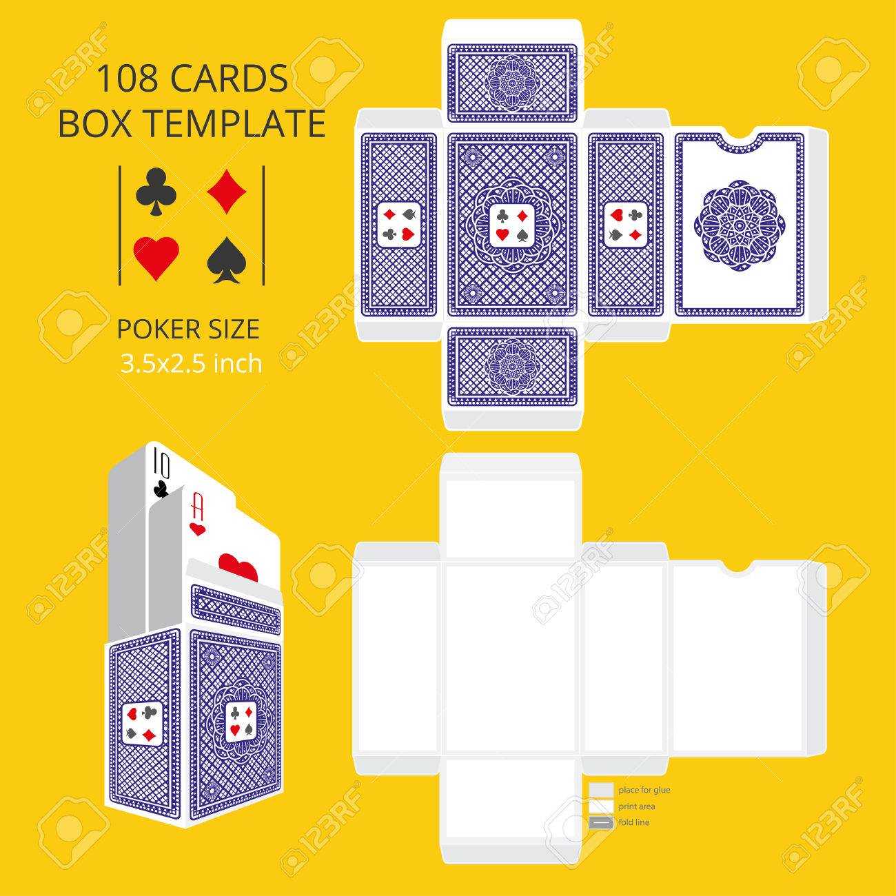 Poker Card Size Tuck Box Template.vector Illustration Ready Design.. Inside Playing Card Design Template