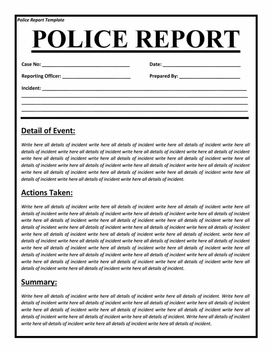 Police Report Templates – 8+ Free Blank Samples – Template In Police Report Template Pdf